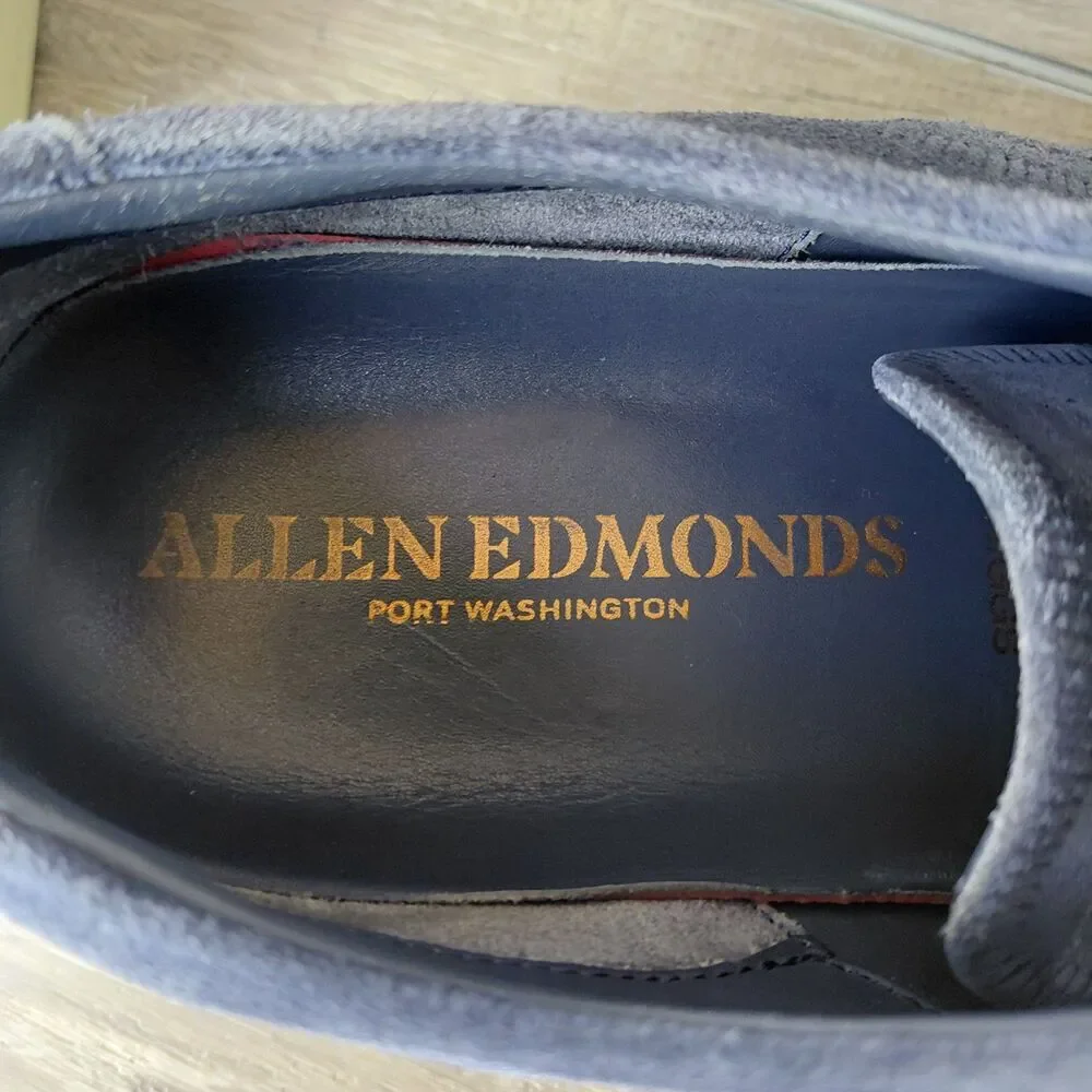 Allen Edmonds Driggs Derby Sneakers Mens 9.5 Blue Suede Leather Casual Shoes USA